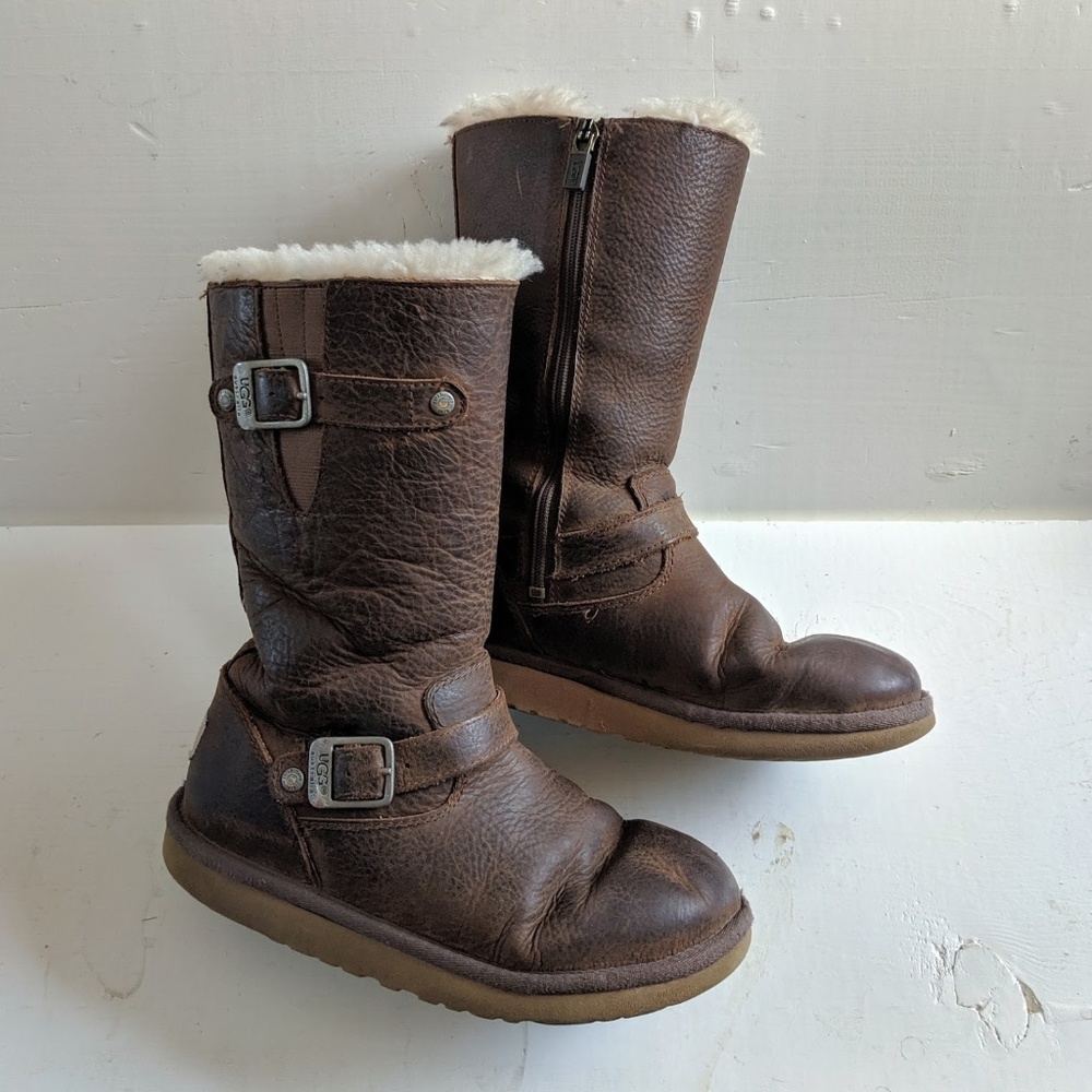Ugg Sutter Leather Zip Shearling Boot Women's 7
